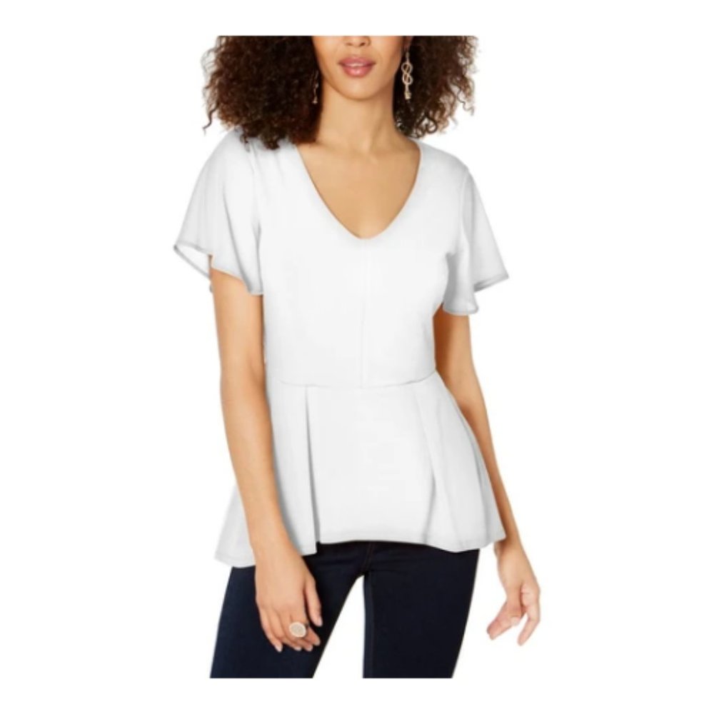 Thalia Sodi Womens Knit Flutter Sleeves Peplum Top - Picture 3 of 3